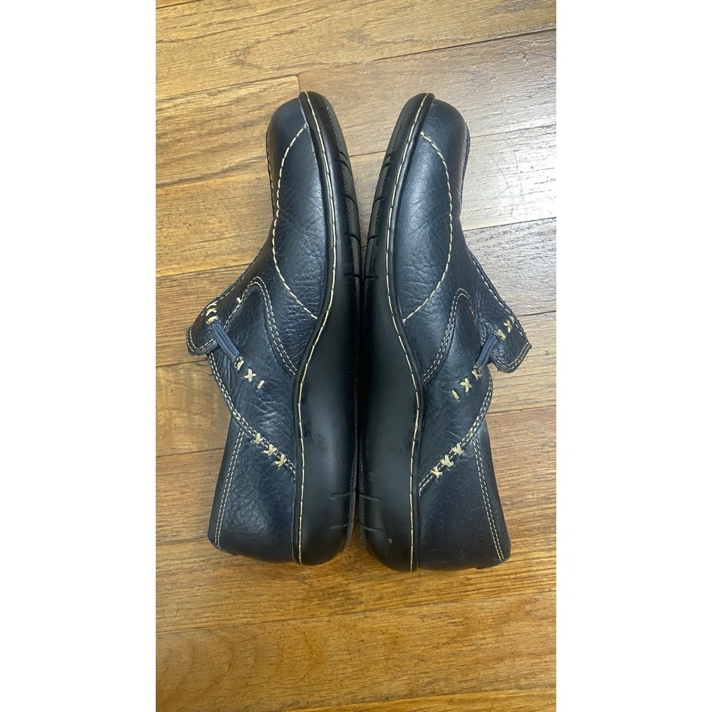 Clarks Womens Un Loop Slip-on Shoes 7.5 M Comfort Loafers Leather Navy Blue - Picture 5 of 9